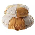 Stacked Round Patchwork Cushions With Light Blue Beige And Orange Tones 3d model