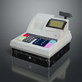 Computerized Cash Register With White Design Black Base Display Screen And Colored Buttons Keypad