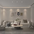 Modern Living And Dining Room Interior With TV Wall Sofa Coffee Table Plants And Bookshelves