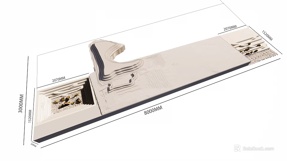 Industrial Factory Layout Plan With Structural Dimensions And Internal Design Elements 3d model