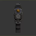 Futuristic Sci Fi Pistol With Black Body Golden Eagle Emblem And Green Indicator Light