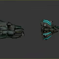Sci Fi Game Movie Characters Mechanical Designs With Green Glowing Elements And Various Shapes
