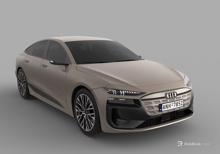 Modern Audi Beige Electric Sedan Featuring Sleek Design And LED Headlights 3d model 