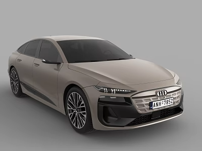Modern Audi Beige Electric Sedan Featuring Sleek Design And LED Headlights 3d model