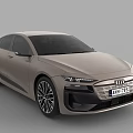 Modern Audi Beige Electric Sedan Featuring Sleek Design And LED Headlights