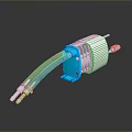 Industrial Water Pump Featuring White Housing Blue Connector And Transparent Flexible Hose