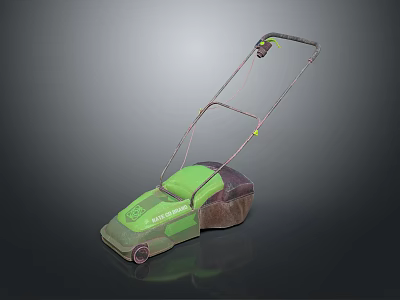 Green Hand Pushed Lawn Mower As Efficient Agricultural Equipment For Grass Cutting 3d model