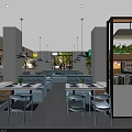 Bright Modern Restaurant With Open Layout Tables Chairs Hanging Lights Green Plants And Menu Boards