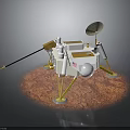 Lunar Lander Model With Antenna And Landing Legs On Moon Surface Brown Soil