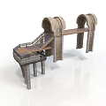 Stone Architectural Structure Featuring Arched Design Steps And Railings 3d model