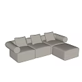 Modern Sectional Sofa With Soft Velvet Fabric And Multiple Comfortable Seats 3d model