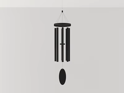 Black Modern Wind Chime With Vertical Bars And Circular Pendant Decorative Hanging Ornament 3d model