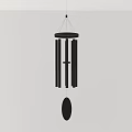 Black Modern Wind Chime With Vertical Bars And Circular Pendant Decorative Hanging Ornament