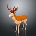 Low Poly Deer 3D Model With Orange Beige Body And Large Antlers 3d model