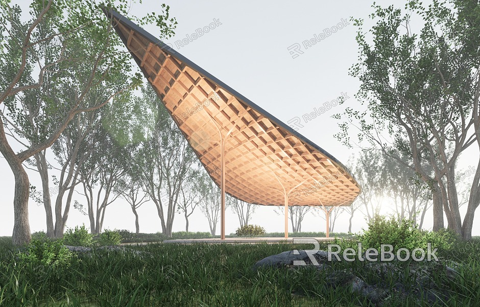 New Chinese Pavilion Landscape Gallery Landscape Structures Rest Architecture Landscape Pavilion model