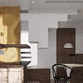 Open Plan Modern Living And Dining Space With Wood Furniture And Elegant Golden Decor Details