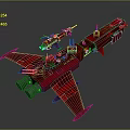 Red Sci Fi Spaceship And Fighter Jet With Futuristic Design And Detailed Features