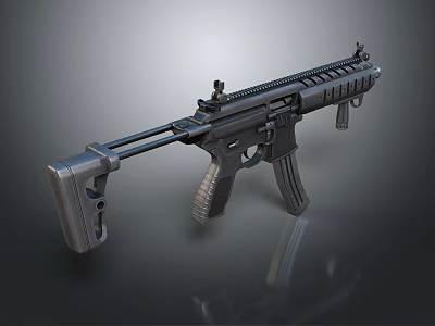 Modern Black Rifle Featuring Long Barrel Rail System and Magazine Design 3d model