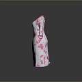 White Long Loose Fit Robe Featuring Pink Floral Patterns And Pink Trim Details