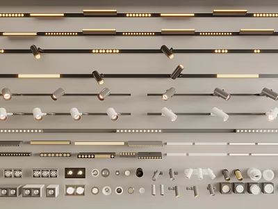 Downlights and Spotlights in Various Styles With Installation Accessories and Mounting Parts 3d model
