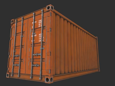 Orange Metal Shipping Container Building Structure With Door Lock And Hinges 3d model