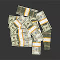 Decorative Ornament Set Featuring Stacked Dollar Bills Bundled With Yellow Tape