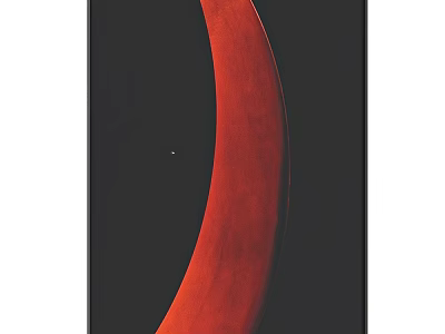 Red Curved Crescent Object on Black Background with Bold Contrast 3d model