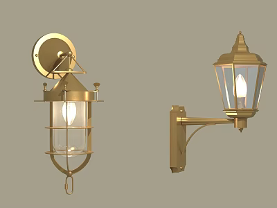 Vintage Brass Wall Lamps With Glass Shades And Elegant Design For Home Decor 3d model