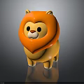 Cute Cartoon Lion Toy 3D Model with Orange Mane and Yellow Body in Adorable Design