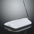 Modern White Flat Wireless Device With Black Antenna And Smooth Surface 3d model