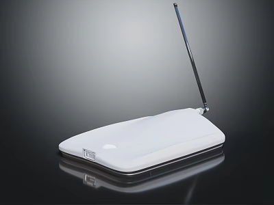 Modern White Flat Wireless Device With Black Antenna And Smooth Surface 3d model