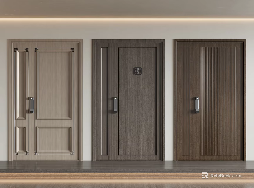Modern Composite Doors With Three Different Styles For Interior 3d model 