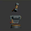 Anvil forging hammer iron cartoon forging game items game props game equipment 3d model