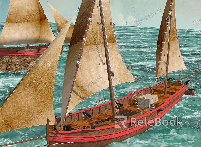 Chinese wooden sailboat model