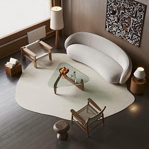 Quiet sofa tea table combination 3d model