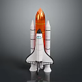 White Space Shuttle Model Featuring Orange Boosters And Black Details 3d model