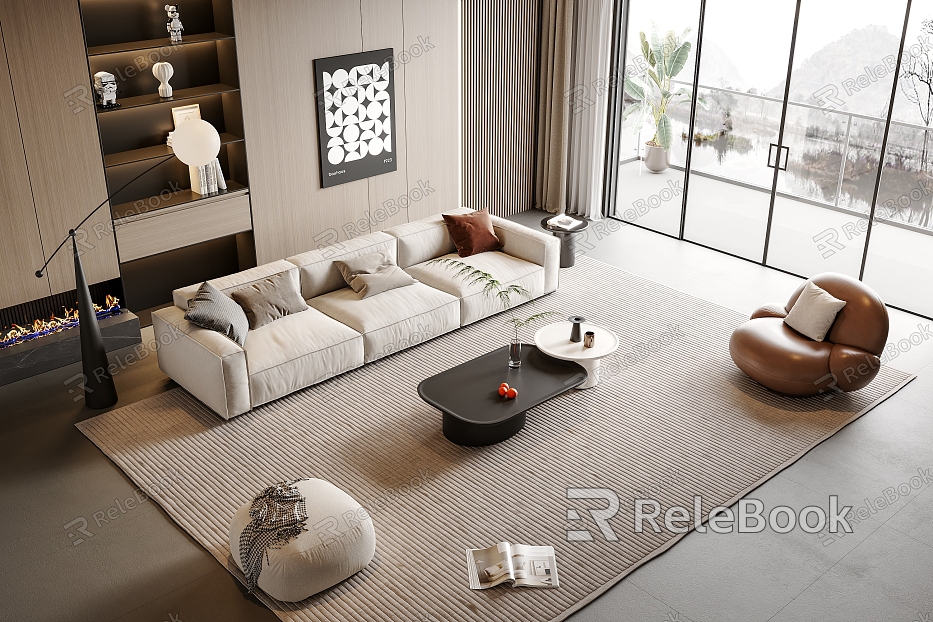 Modern sofa coffee table combination model