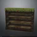 Wooden Decorative Shelf With Green Patterned Top And Carved Multiple Shelves