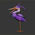 Flying Animal Design With Purple Feathers Orange Eyes Spread Wings And Orange Claws