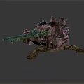 Rusty Red Twin Barrel Heavy Weapon With Mechanical Structure And Tracked Base 3d model
