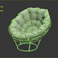 Modern Single Sofa with Puffy White Cushions and Red Metal Frame Design