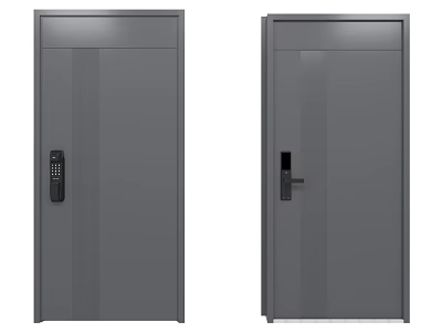 Modern Gray Security Doors With Keypad Lock And Handle Lock Design 3d model