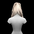 Game And Movie Character 3D Model With Long Blonde Curly Hair Upper Body Black Background