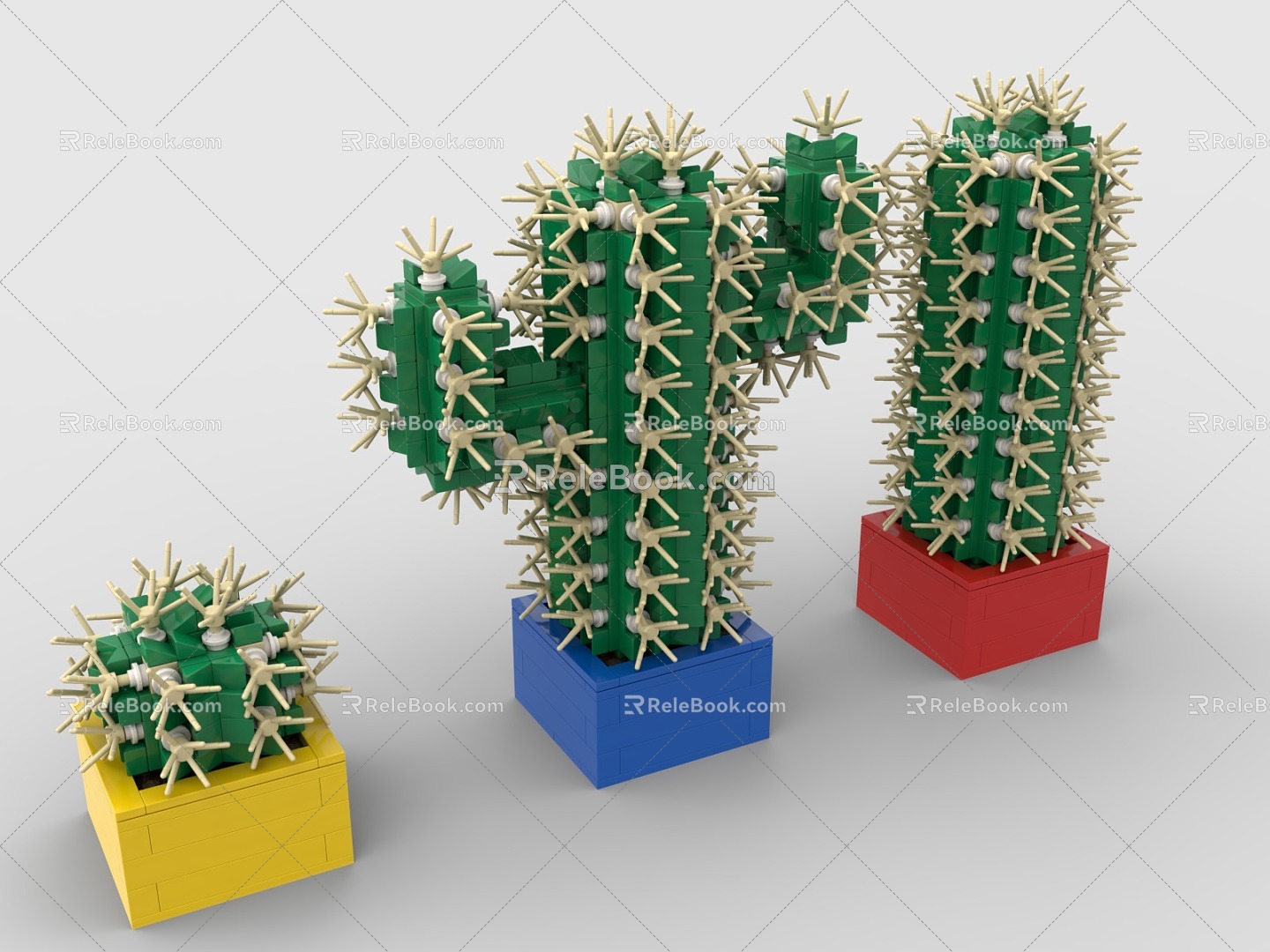 LEGO toy blocks cactus plant 3d model