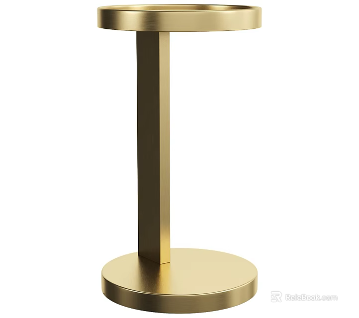 Modern Gold Metal Side Table With Round Top And Stable Base 3d model