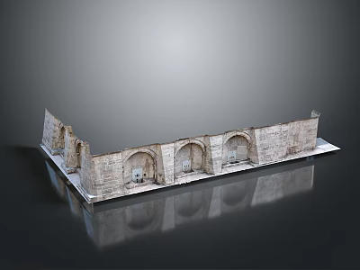 Ancient Stone Building Model With Multiple Arches And Detailed Wall Design 3d model