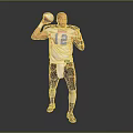Man Posing In White Jersey With Number 12 Holding Red Blue White Sports Ball