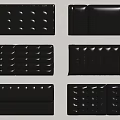 Black Bed Headboards Featuring Various Tufted Grid Striped And Panel Design Styles 3d model