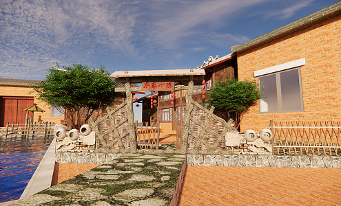 New Chinese Style Folk House Rural Courtyard 3d model