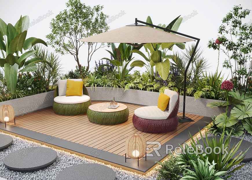 Garden landscape flower pool outdoor sofa landscape plants model